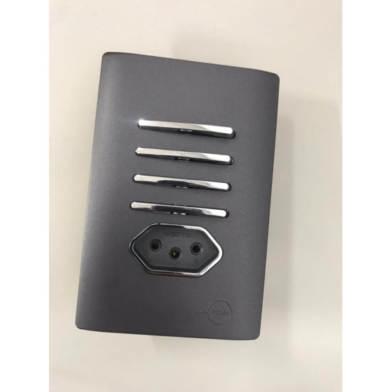 Conjunto Quadruplo Paralelo + Tomada 10a 4x2 - Novara Preto Grafite Cromado